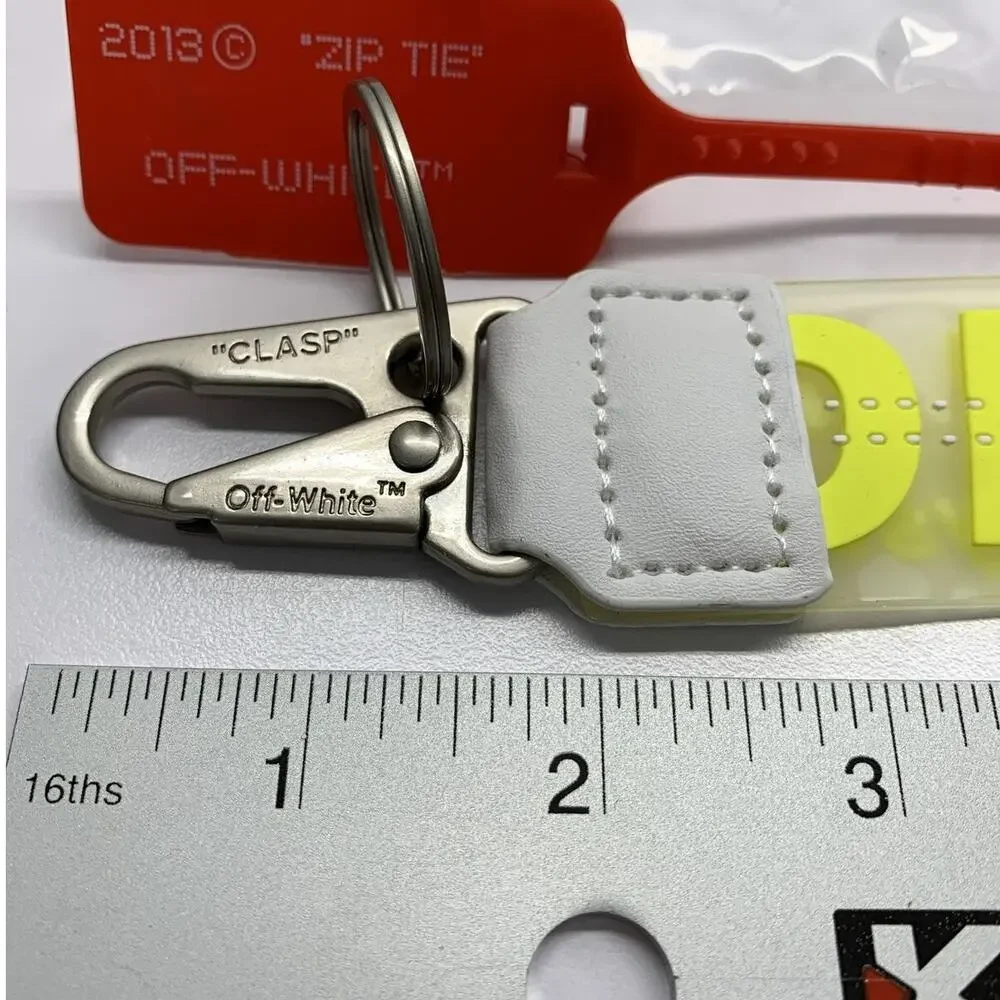 OFF-WHITE Lanyard Keychain With Clasp Bright Yellow On Clear Ships Same Day